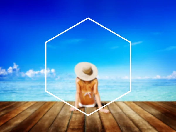 Hexagon Frame Holiday, Conceito de férias de verão — Fotografia de Stock