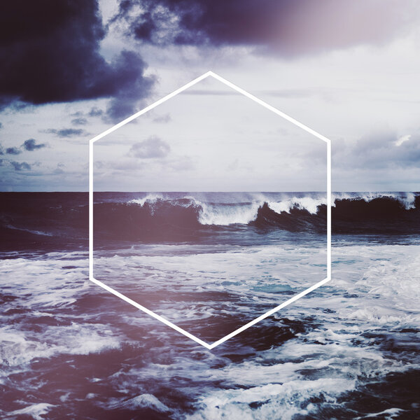 Hexagon Copy Space Cloudy Sea Concept