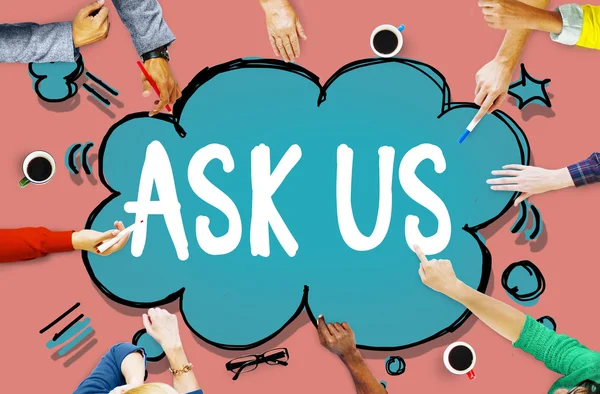 Ask us, Assistance Advice Concept — Stock Photo, Image