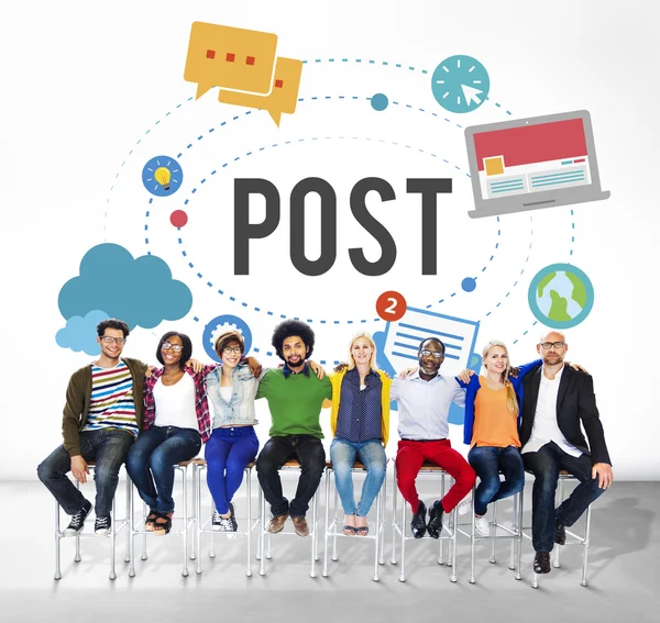 Post, Concetto di social media — Foto Stock