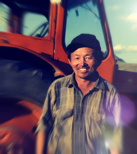 Smiling Mongolian Farmer Concept — Stock Photo, Image