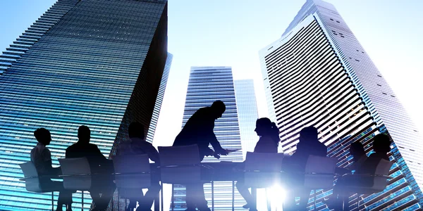 Silhouettes of Business team — Stock Photo, Image