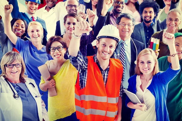 People with Various Occupations and  Raised Arms — Stock Photo, Image