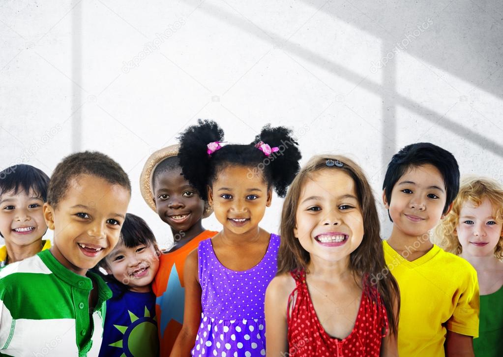 Cute diverse kids smiling