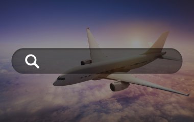 uçak ve arama kutusunu Web Online Teknoloji kavramı