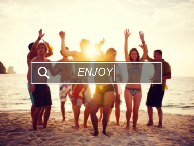 İnsanlar Beach Party kavramı kutlama