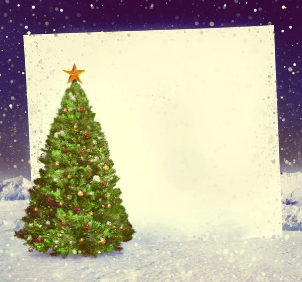 Noel ağacı beyaz tahta — Stok fotoğraf