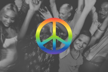 Huzurlu özgürlük protesto sembolü degrade kavramı