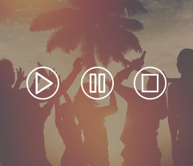Düğme simgesini medya Stop Duraklat müzik konsepti oyna