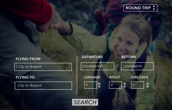 Vyhledávání, rezervace letu — Stock fotografie