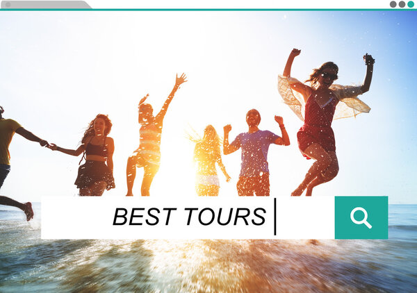 happy friends having fun on the beach