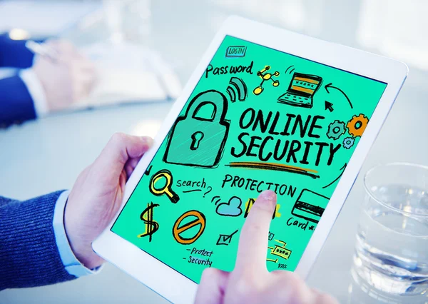 Tablet screen with Online Security — Stock Photo, Image