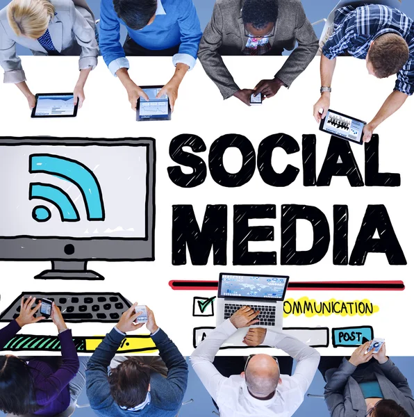 Concetto di connessione tecnologia social media — Foto Stock