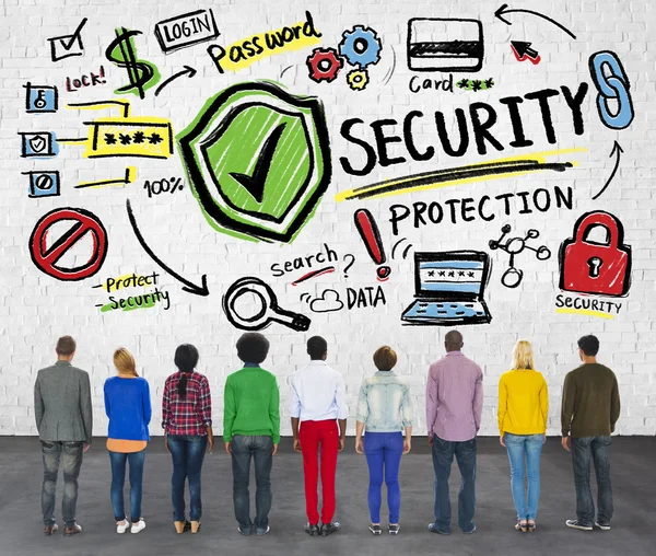 Etnia Persone Cercando Sicurezza Protezione Firewall Concetto — Foto Stock