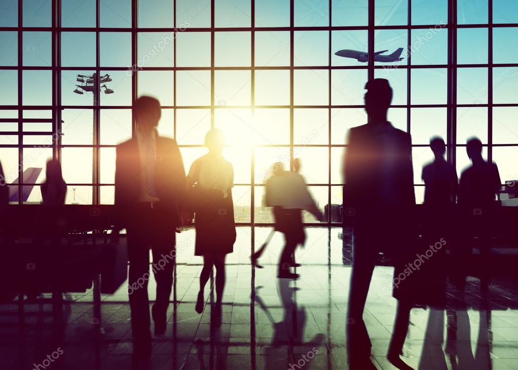 People silhouettes in airport