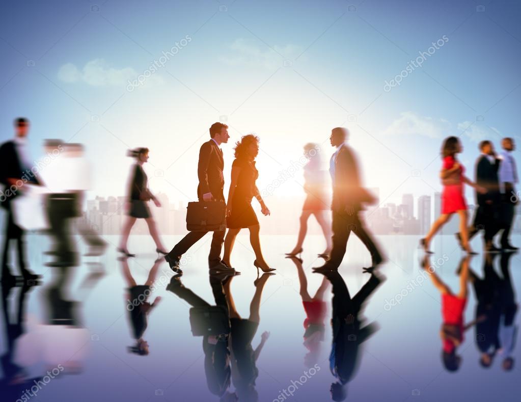 Business People Walking on Pedestrian