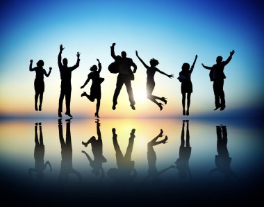 Grup iş insan siluetleri