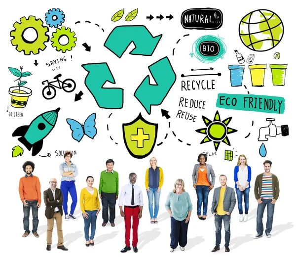 Diversidad de las personas y concepto de reciclaje — Foto de Stock