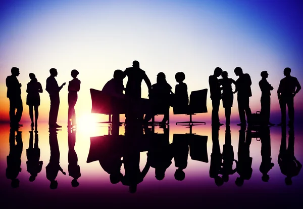 Silhouettes of Business People — Stock Photo, Image