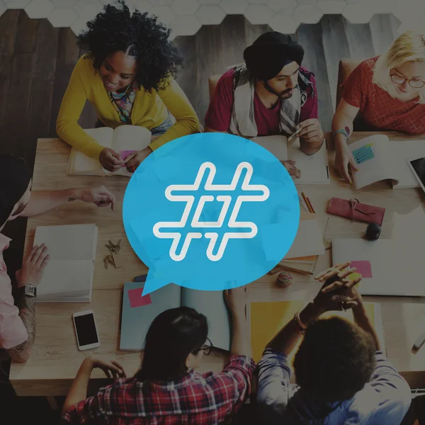 Hashtag pictogram sociale Media Blog Post Concept — Stockfoto