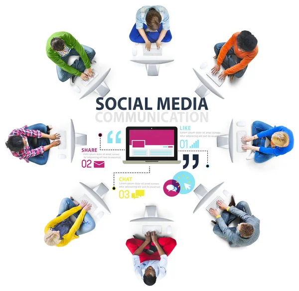 Koncepcja połączenia technologii mediów społecznych — Zdjęcie stockowe