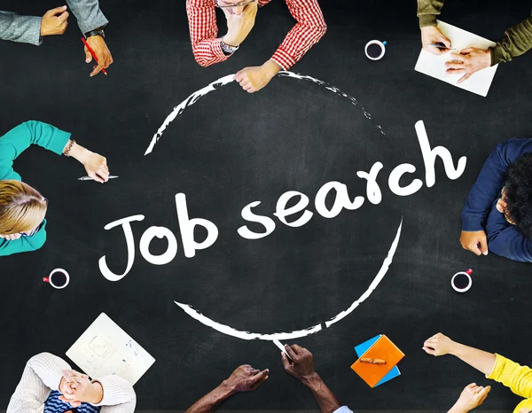Mensen uit het bedrijfsleven wijzen op Job Search — Stockfoto