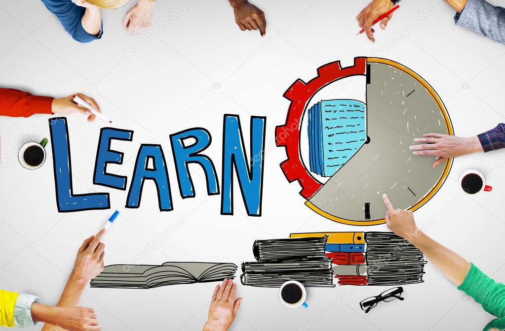 People Pointing on Learn Concept
