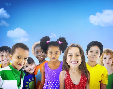 Cute diverse kids smiling clipart