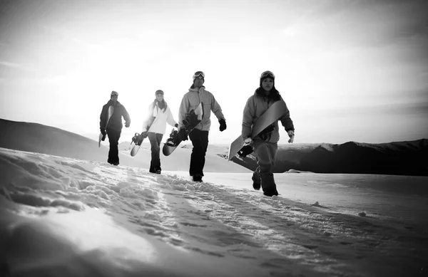 Grupo Extremo de Snowboarders — Foto de Stock