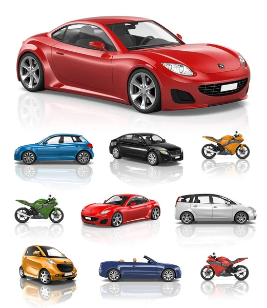 Design von Sportfahrrädern und Autos — Stockfoto
