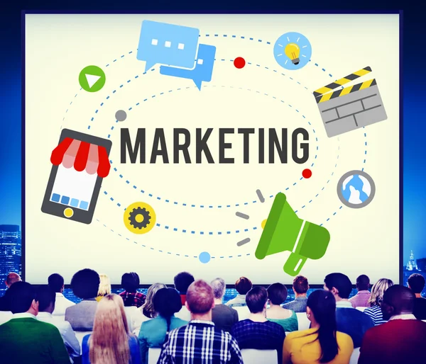 Koncepcji marketingowej strategii reklamy — Zdjęcie stockowe