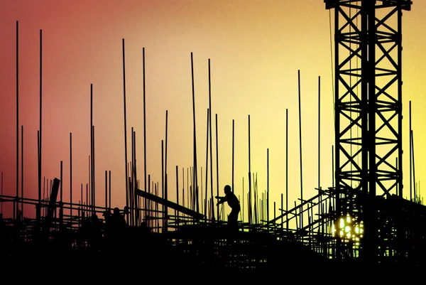Építőipari munkavállalók épület idézik — Stock Fotó
