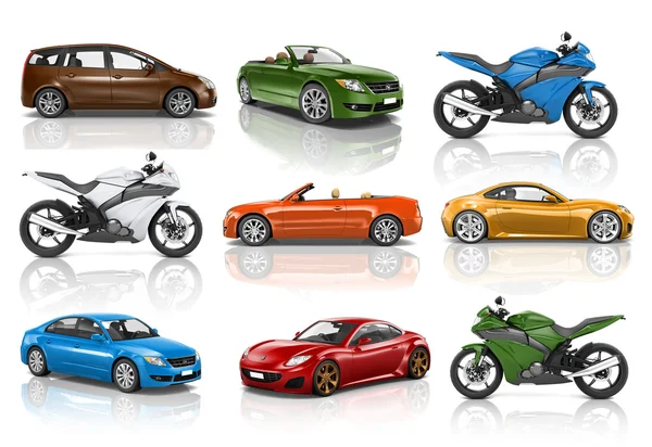 Sportovní design, jízdní kola a automobily — Stock fotografie