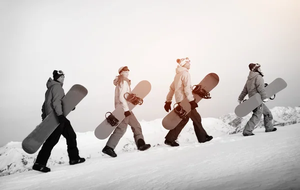 Extreme Group of Snowboarders — Stock Photo, Image