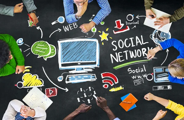 Соціальна мережа, концепція соціальних медіа — стокове фото