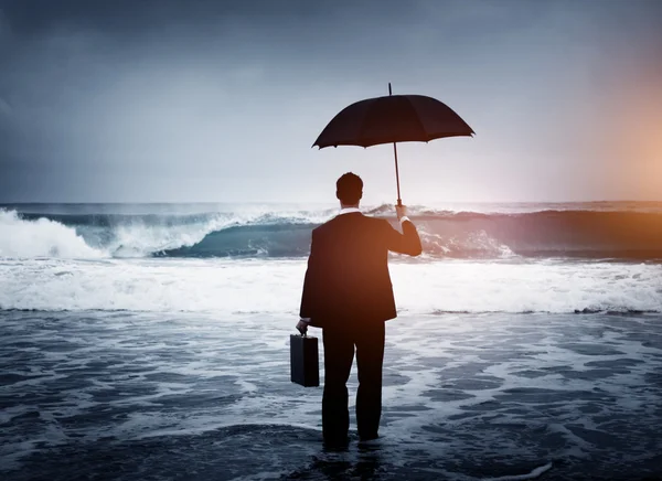 Lonely Businessman Beach Concept — Stock Photo, Image