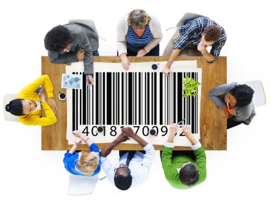 Group of People and Barcode Price clipart