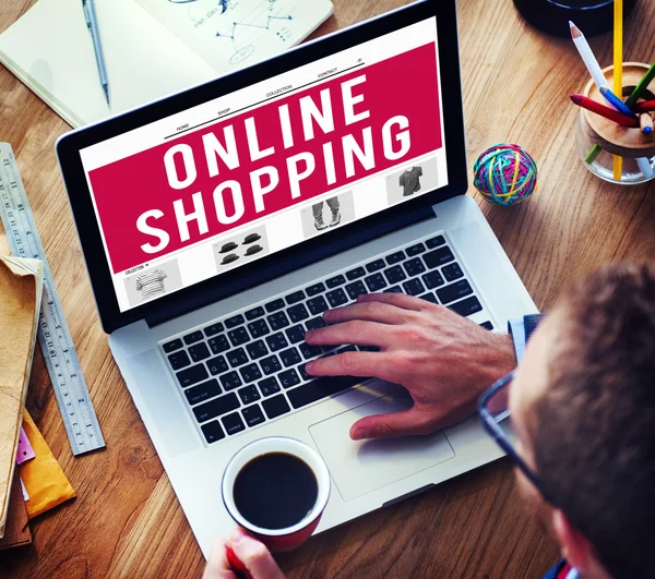 Online-Shopping, kommerzielles elektronisches Konzept — Stockfoto