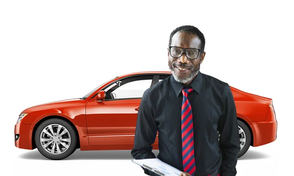 Man with Car behind — Stock Photo, Image