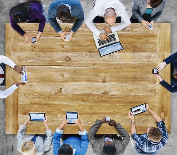 Zakelijke teambijeenkomst, communicatieconcept statistieken — Stockfoto