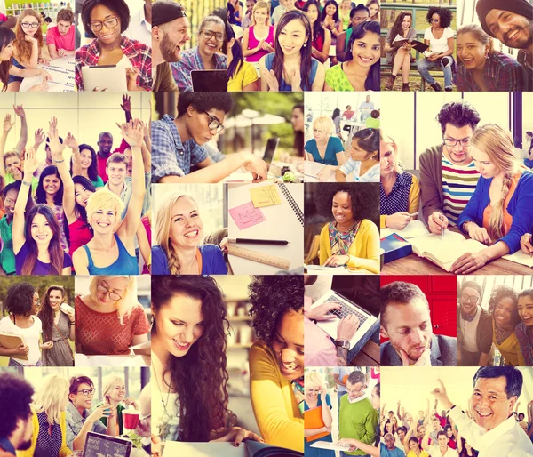 Zróżnicowane studentów w Collage — Zdjęcie stockowe