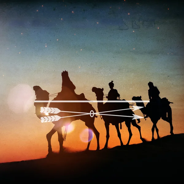 Flechas de camellos y tres sabios — Foto de Stock