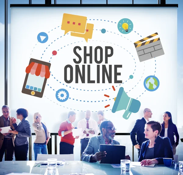 Business People e Shop Online Concept — Fotografia de Stock