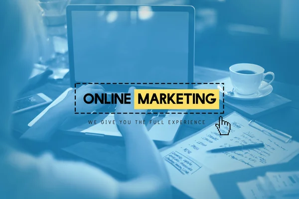 Ícone internet marketing online — Fotografia de Stock