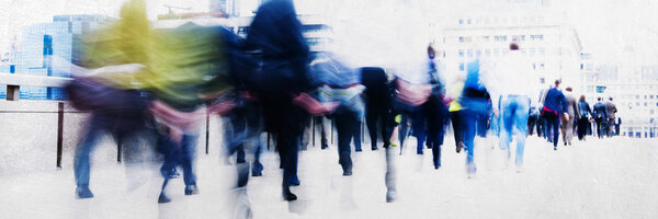 people walking across street