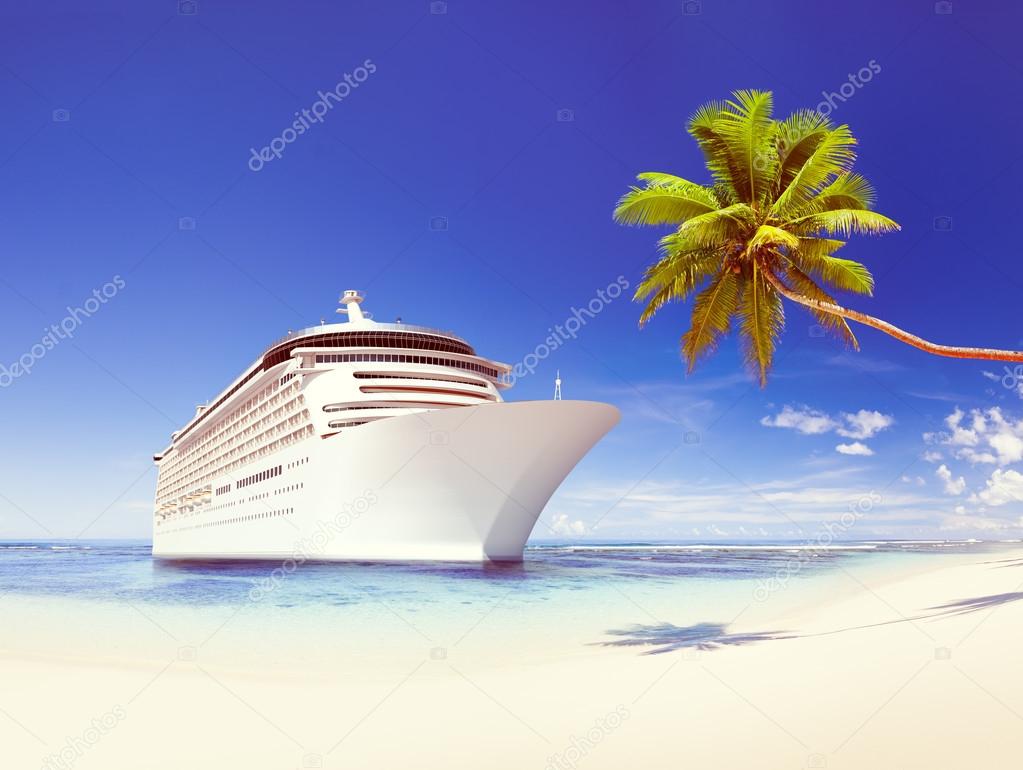 Cruise Ship at Beach Concept