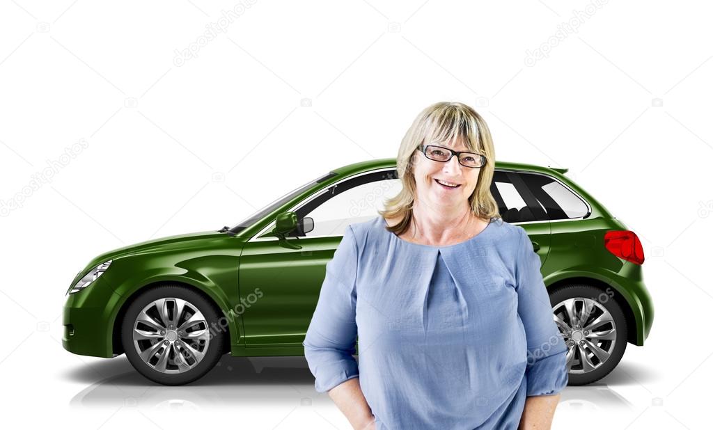 woman with Car behind