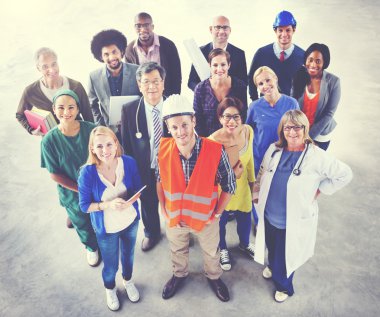 Group of Multiethnic Diverse People with Different Jobs Concept clipart