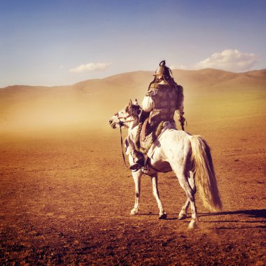 Savaş alanında, atlı
