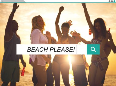 Bir yaz zevk insanlar parti plaj.